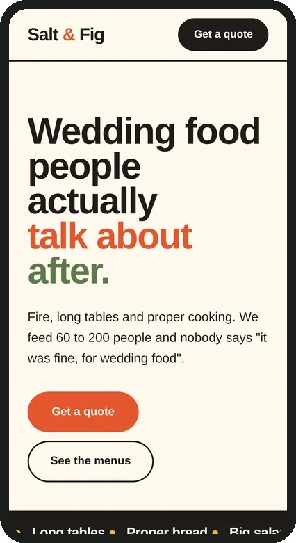 The Salt & Fig site shown on a phone
