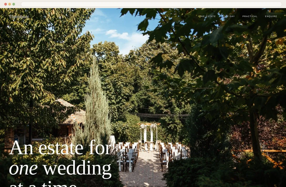 The Thornbury venue website shown in a browser window